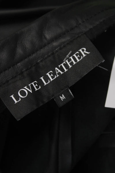 Love Leather Womens Black Lamb Leather A-Line Mini Skirt Size M