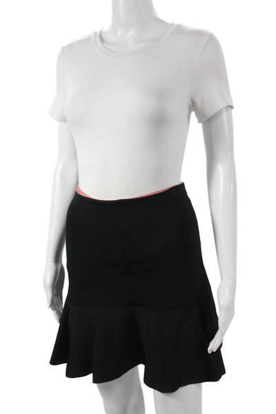Issa Women Black Flare Mini Skirt Rayon Lycra Size M