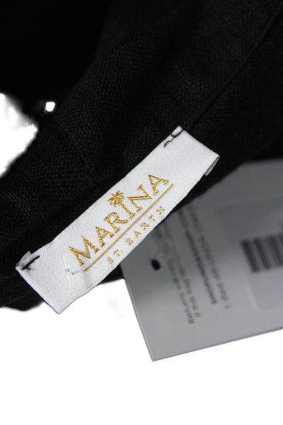 Marina St Barth Women Wrap Dress Black Linen Sleeveless Knee Length Size One