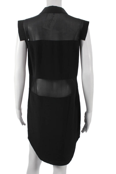 T Alexander Wang Women Shirt Dress Black Silk Sleeveless Collared Button Size S