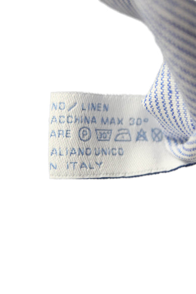 Marina St. Barth Women Light Blue Linen Striped Shirt Dress 3/4 Sleeve Size S