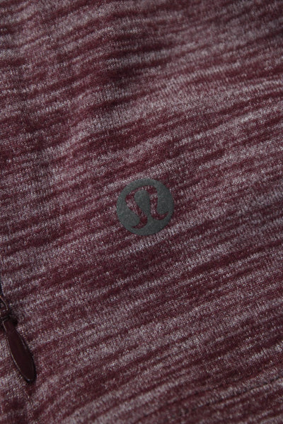 Lululemon Men's Striped Red Long Sleeve T-Shirt Polyester Zip Round Neck Size L