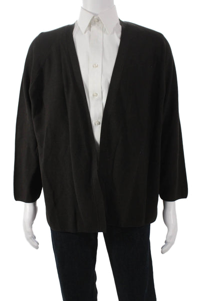 Zoran Mens Cardigan Sweater Black 100% Cotton Button 3/4 Sleeve Size L