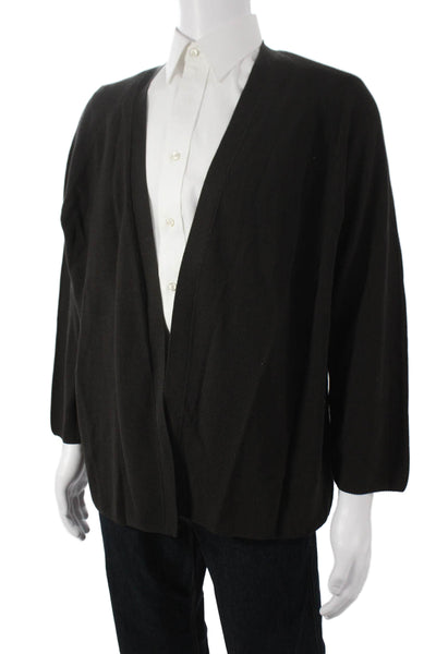 Zoran Mens Cardigan Sweater Black 100% Cotton Button 3/4 Sleeve Size L