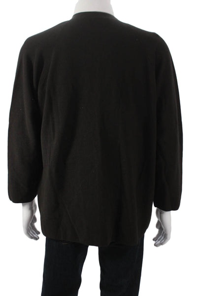 Zoran Mens Cardigan Sweater Black 100% Cotton Button 3/4 Sleeve Size L