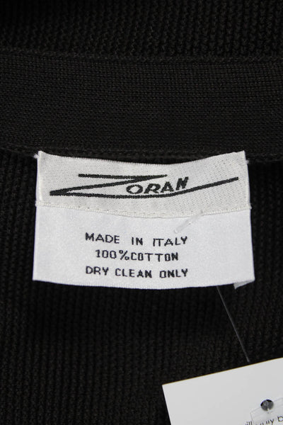 Zoran Mens Cardigan Sweater Black 100% Cotton Button 3/4 Sleeve Size L