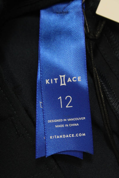 Kit And Ace Unisex Dress Pants Dark Blue Button Closure Size 12