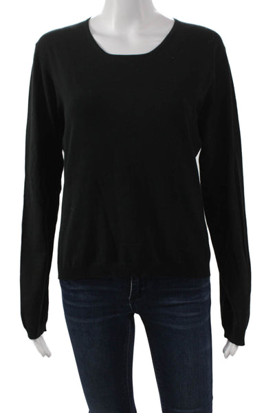Nicole Farhi Women Black Basic Long Sleeve Top Round Neck Size L