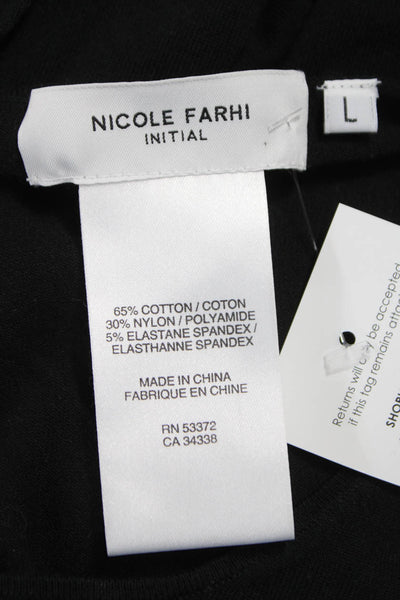 Nicole Farhi Women Black Basic Long Sleeve Top Round Neck Size L