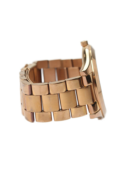 Michael Kors Womens Rose Gold Tone Dial Slim Runway Watch Gold 31 MM