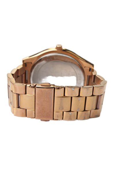 Michael Kors Womens Rose Gold Tone Dial Slim Runway Watch Gold 31 MM