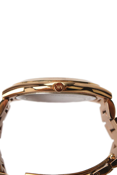 Michael Kors Womens Rose Gold Tone Dial Slim Runway Watch Gold 31 MM