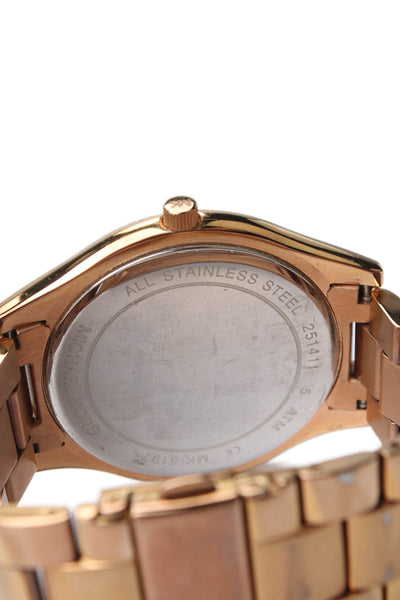 Michael Kors Womens Rose Gold Tone Dial Slim Runway Watch Gold 31 MM