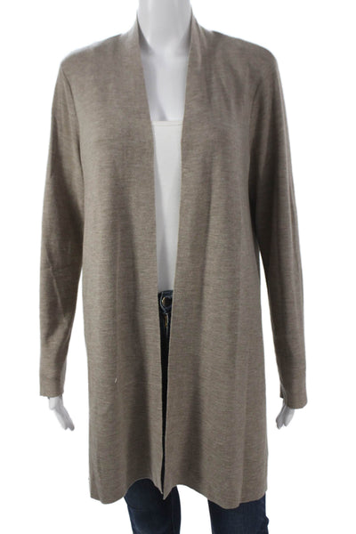 Eileen Fisher Unisex Beige Superfine Merino Wool Cardigan Long Sleeve Size M