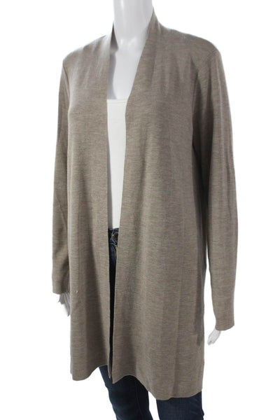 Eileen Fisher Unisex Beige Superfine Merino Wool Cardigan Long Sleeve Size M
