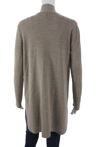 Eileen Fisher Unisex Beige Superfine Merino Wool Cardigan Long Sleeve Size M