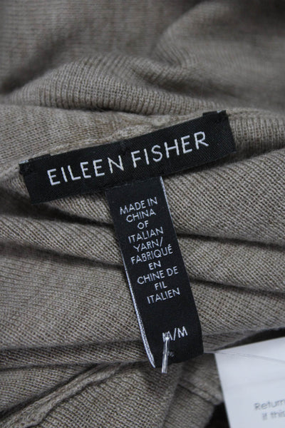 Eileen Fisher Unisex Beige Superfine Merino Wool Cardigan Long Sleeve Size M