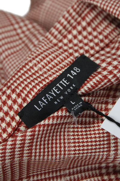 Lafayette 148 New York Womens Plaid Collared Button-Up Wool Top Size L