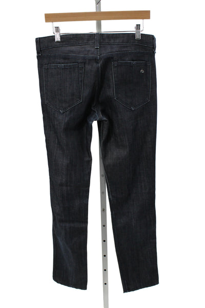 Rag & Bone Unisex Skinny Straight Jeans Dark Blue Button 98% Cotton Size 30
