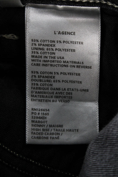 L'Agence Women Skinny Ankle Jeans Dark Gray Mid Rise Button Size 26