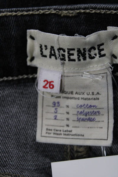L'Agence Women Skinny Ankle Jeans Dark Gray Mid Rise Button Size 26