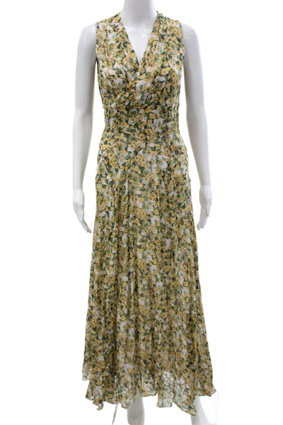 Isabel Marant Women Maxi Wrap V-Neck Green Floral Dress Size 36