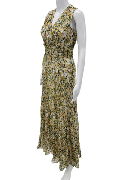 Isabel Marant Women Maxi Wrap V-Neck Green Floral Dress Size 36