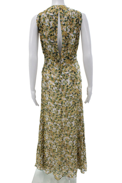 Isabel Marant Women Maxi Wrap V-Neck Green Floral Dress Size 36
