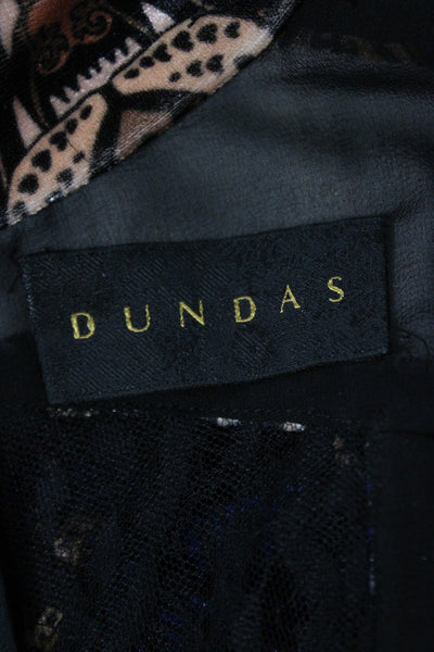 Dundas Womens Bodycon Mini Dress Black Mock Neck Long Sleeve Paisley Size 36