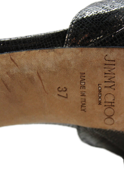 Jimmy Choo Womens Platform Metallic Ankle Strap Sandals Brown Leather Size 37.5
