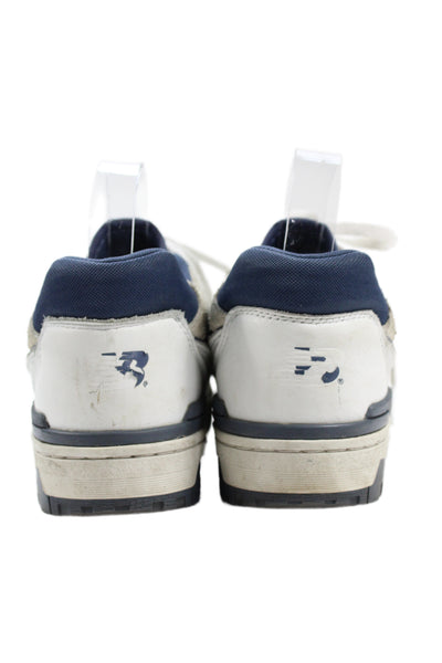 New Balance Womens Lace Up Logo Suede Leather 550 Sneakers White Navy Size 7.5