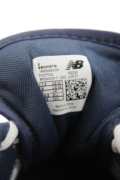 New Balance Womens Lace Up Logo Suede Leather 550 Sneakers White Navy Size 7.5