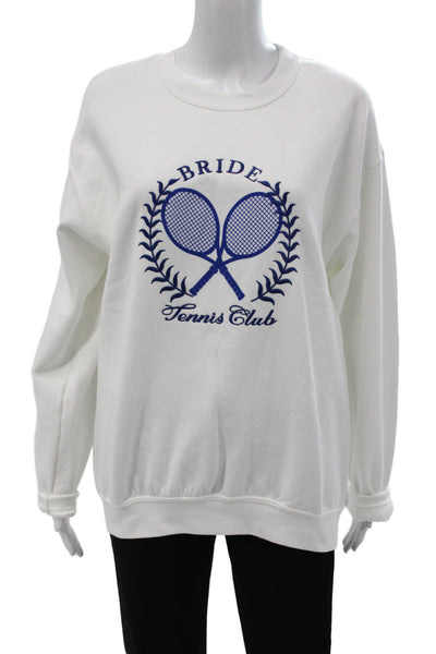 Anthropologie Women Pullover Sweatshirt White Crewneck Longsleeve Size S