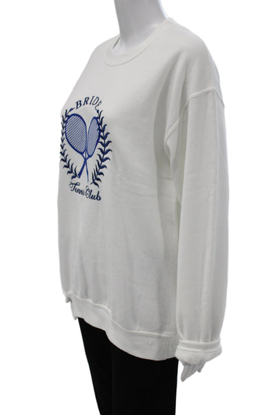 Anthropologie Women Pullover Sweatshirt White Crewneck Longsleeve Size S