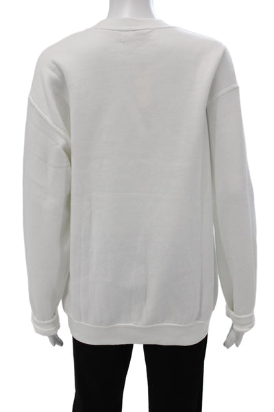 Anthropologie Women Pullover Sweatshirt White Crewneck Longsleeve Size S