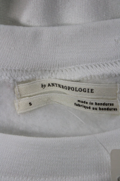 Anthropologie Women Pullover Sweatshirt White Crewneck Longsleeve Size S