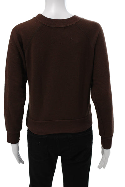 Eterne Womens Pullover Sweatshirt Brown Crew Neck Long Sleeve Size XS