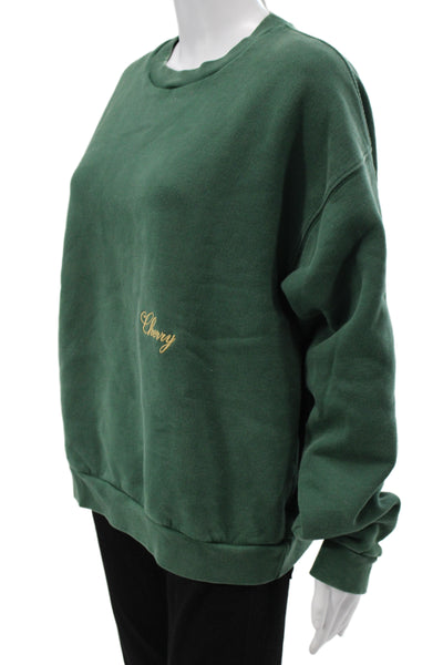 Cherry Unisex Pullover Sweatshirt Green 100% Cotton Crew Neck Size S