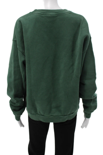 Cherry Unisex Pullover Sweatshirt Green 100% Cotton Crew Neck Size S