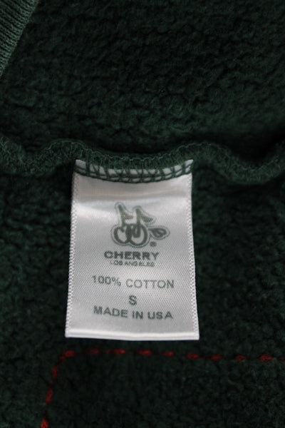 Cherry Unisex Pullover Sweatshirt Green 100% Cotton Crew Neck Size S