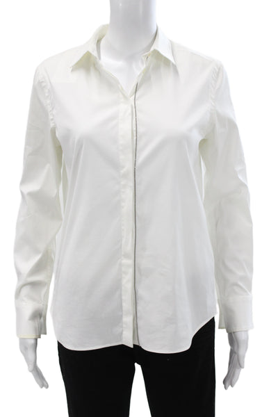 Brunello Cucinelli Womens Collared Button Up Top White Long Sleeve Size S