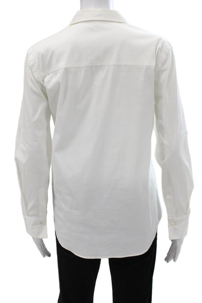 Brunello Cucinelli Womens Collared Button Up Top White Long Sleeve Size S