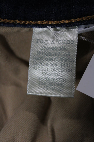 Rag & Bone Womens Ankle Skinny Jeans Dark Blue Button Mid Rise Size 25