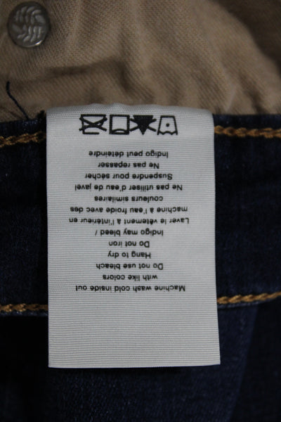 Rag & Bone Womens Ankle Skinny Jeans Dark Blue Button Mid Rise Size 25