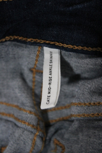 Rag & Bone Womens Ankle Skinny Jeans Dark Blue Button Mid Rise Size 25