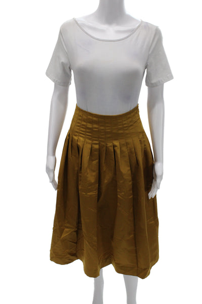 J Crew Women A-Line Pleated Brown Skirt Size 00