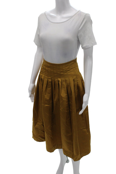 J Crew Women A-Line Pleated Brown Skirt Size 00