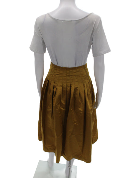 J Crew Women A-Line Pleated Brown Skirt Size 00
