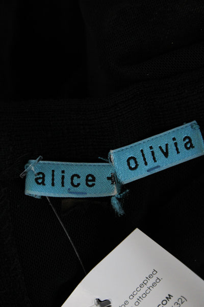 Alice + Olivia Women Fit & Flare Sweater Dress Black Short Sleeve Zip Size S