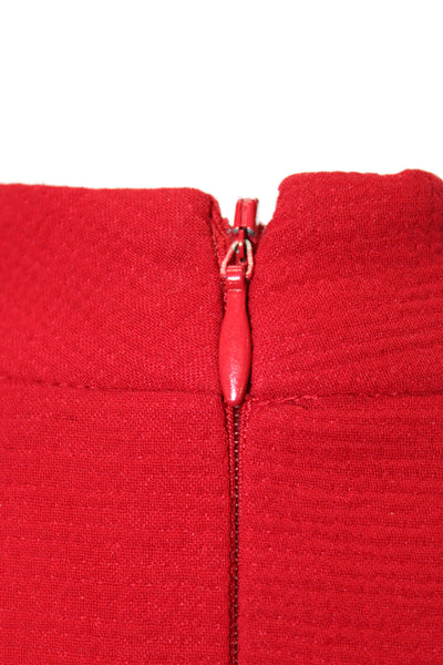 Zara Basic Womens A-Line Fit & Flare Dress Red Mock Neck 3/4 Sleeve Size XS